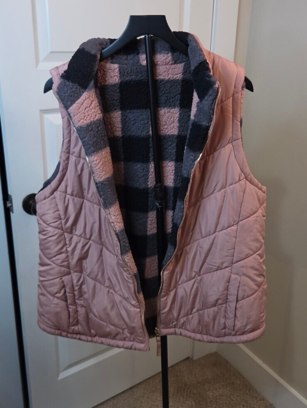 Maurices Womens  Reversible Quilted Vest with Sherpa Lining 2X